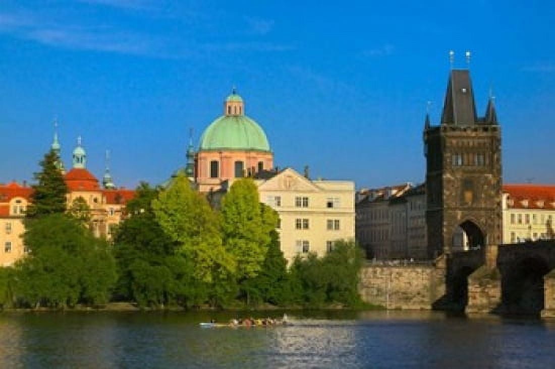 Charles Bridge by Vltava Rive Canvas Art - Keren Su DanitaDelimont (26 x 18)