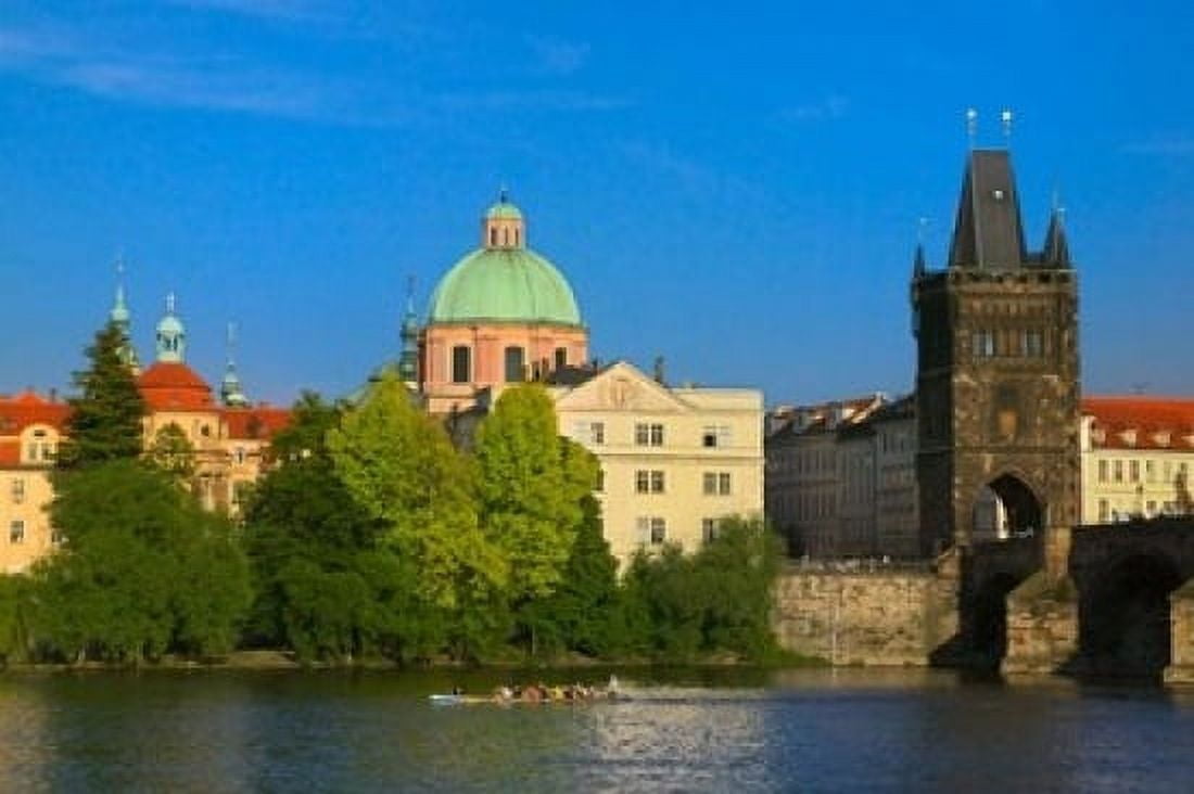 Charles Bridge by Vltava Rive Canvas Art - Keren Su DanitaDelimont (36 x 24)