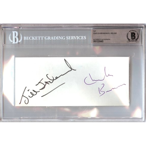 Charles Bronson Jill Ireland Signed Autographed Cut Signature  BAS Encapsulated
