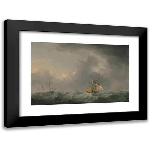 Charles Brooking 14x11 Black Modern Framed Museum Art Print Titled - English Ships Running Before a Gale (Before 1759)