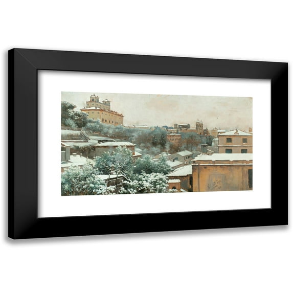 Charles Caryl Coleman 14x10 Black Modern Framed Museum Art Print Titled - View of the Pincio in Rome, with the Villa Medici and the Trinita Dei Monti (1887)