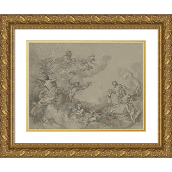 Charles Chaplin 18x14 Gold Ornate Wood Frame and Double Matted Museum Art Print Titled - Study for a Ceiling (1840-91)
