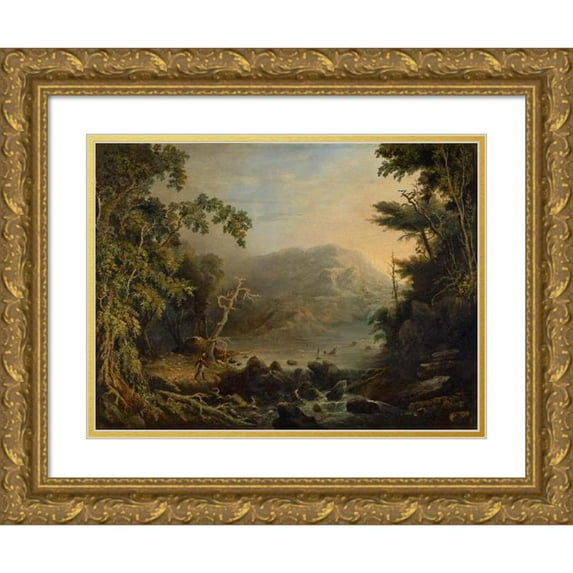 Charles Codman 18x14 Gold Ornate Wood Frame and Double Matted Museum Art Print Titled - The Moose Hunter (1831)