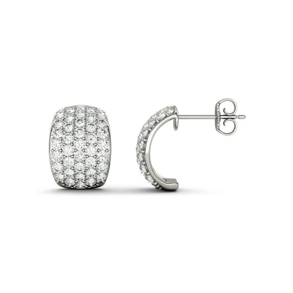 Charles & Colvard 14K White Gold Moissanite 1.80ct. t.w. Round Hoop Earrings