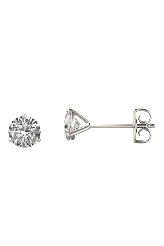 14K White Gold Moissanite 5.5mm Round Stud Earrings 1.20cttw DEW
