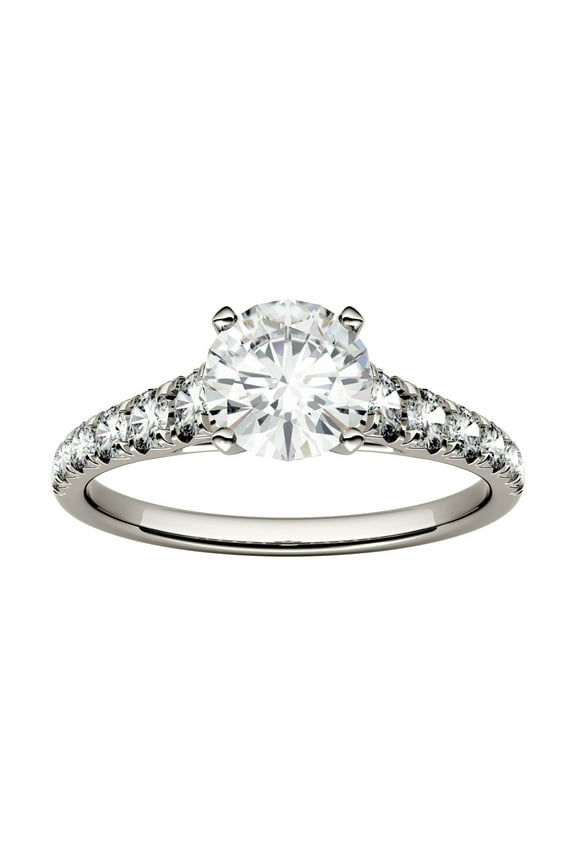 14K White Gold Moissanite 6.5mm Round Engagement Ring-Size 7 1.29cttw DEW