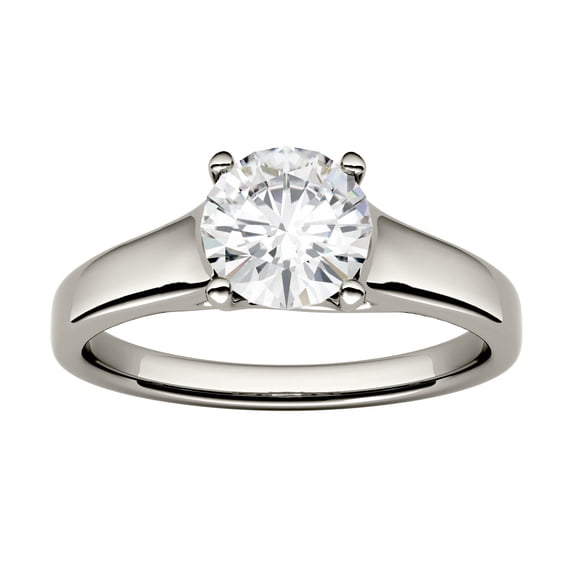 Charles & Colvard 14K White Gold Moissanite 6.5mm Round Solitaire Trellis Engagement Ring-Size 6.5 1.00cttw DEW