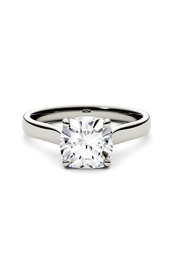 14K White Gold Moissanite 7.5mm Cushion Engagement Ring-Size 5 2.00ct DEW