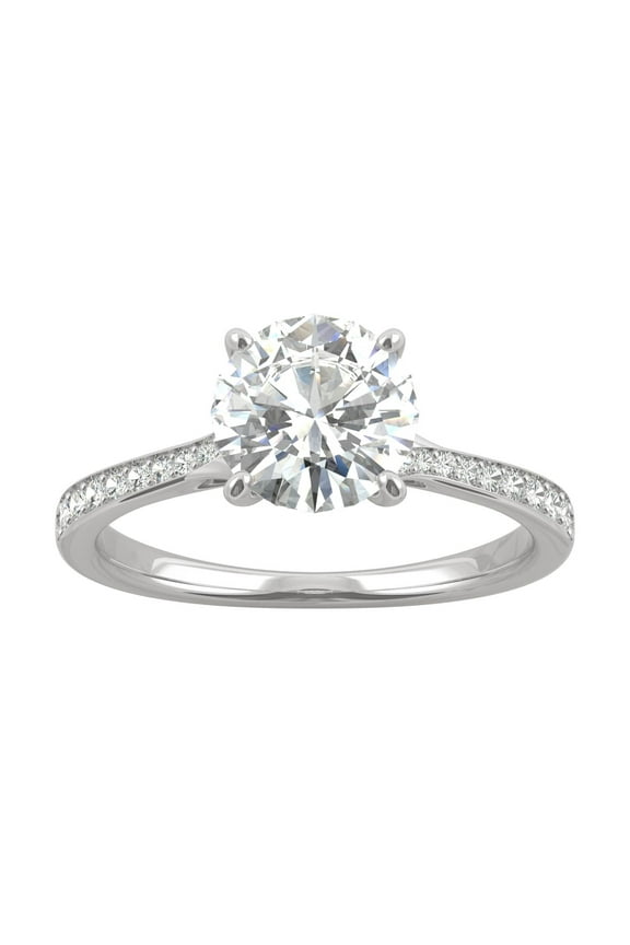 14K White Gold Moissanite 7.5mm Round Engagement Ring-Size 7 1.64cttw DEW