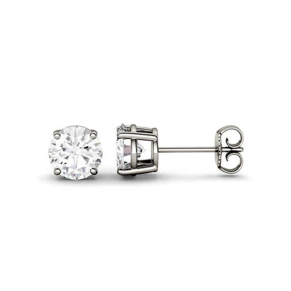 Charles & Colvard 14K White Gold Moissanite 7.5mm Round Stud Earrings 3.00cttw DEW