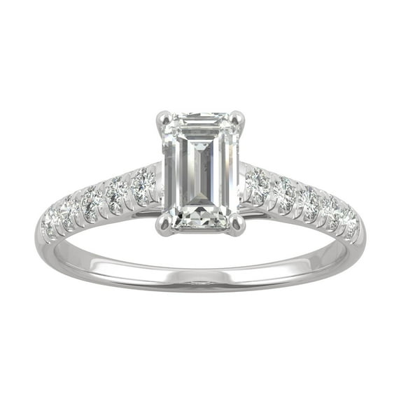 Charles & Colvard 14K White Gold Moissanite 7x5mm Emerald Emerald Engagement Ring-Size 8.5 1.24cttw DEW