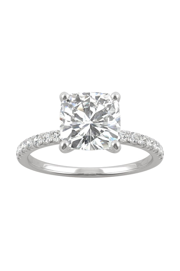 14K White Gold Moissanite 8mm Cushion Engagement Ring-Size 9 2.64cttw DEW