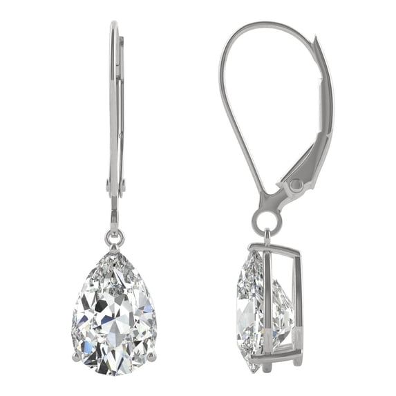 Charles & Colvard 14K White Gold Moissanite 9x6mm Pear Drop Earrings 3.00cttw DEW