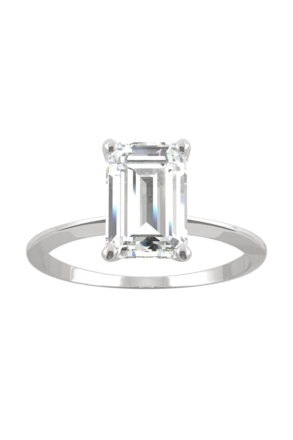 14K White Gold Moissanite 9x7mm Emerald Engagement Ring-Size 8 2.52ct DEW