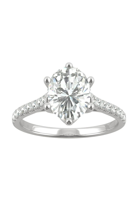 14K White Gold Moissanite 9x7mm Oval Engagement Ring-Size 7 2.34cttw DEW