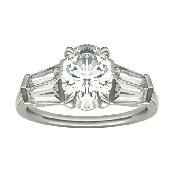 Charles & Colvard 14K White Gold Moissanite 9x7mm Oval Engagement Ring-Size 9 3.26cttw DEW