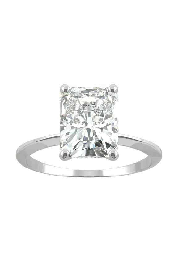 14K White Gold Moissanite 9x7mm Radiant Engagement Ring-Size 7 2.70ct DEW