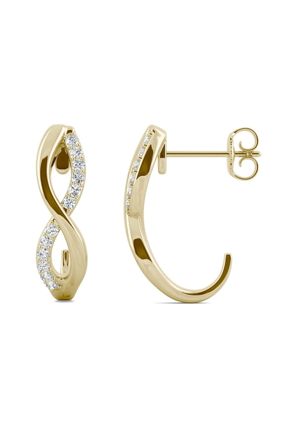 14K Yellow Gold Moissanite 1.1mm Round Drop Earrings 0.16cttw DEW