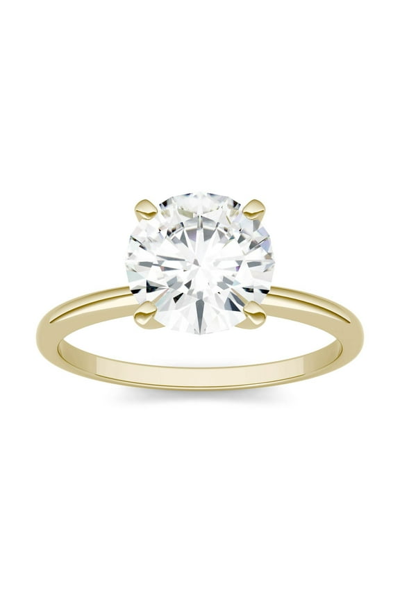 14K Yellow Gold Moissanite 8mm Round Engagement Ring-Size 9 1.90ct DEW