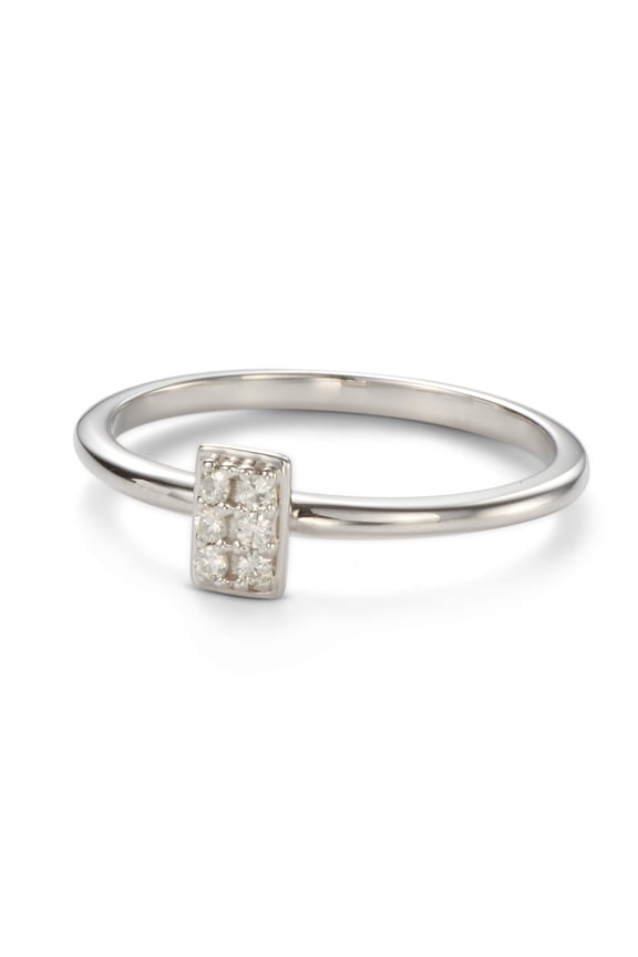 Forever Classic 1.4mm Moissanite Vertical Rectangle Pave Ring-Size 6