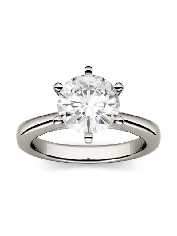 White Gold 8mm Moissanite 6-Prong Solitaire Engagement Ring-Size 7 1.9ct DEW