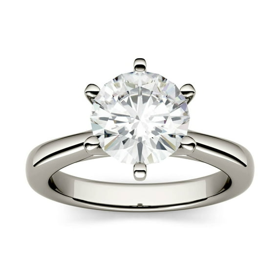 Charles & Colvard White Gold 8mm Moissanite 6-Prong Solitaire Engagement Ring-Size 8 1.9ct DEW