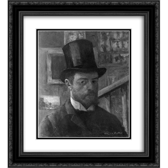 Charles Cottet 2x Matted 20x24 Black Ornate Framed Art Print 'Self-Portrait'