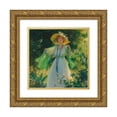 thumbnail image 1 of Charles Courtney Curran 15x15 Gold Ornate Wood Frame and Double Matted Museum Art Print Titled - Path of Flowers (1919), 1 of 4