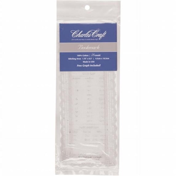 Charles Craft Lace Edged Bookmark 18 Count 3"X8"-White