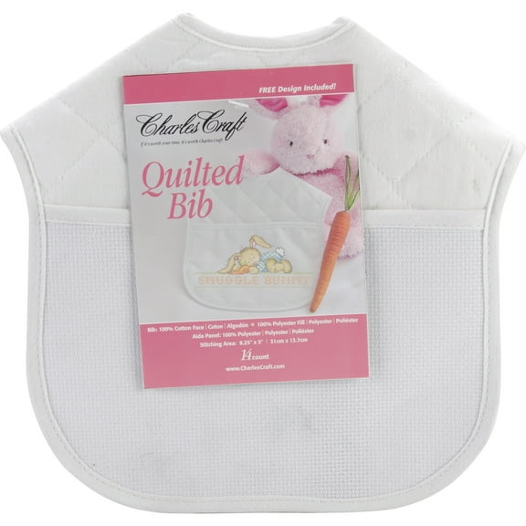 Charles Craft Quilted Bib, White