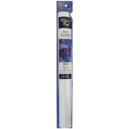 Charles Craft Silver Standard White Cross-Stitch Aida Cloth, 18" x 2" (11 Count)