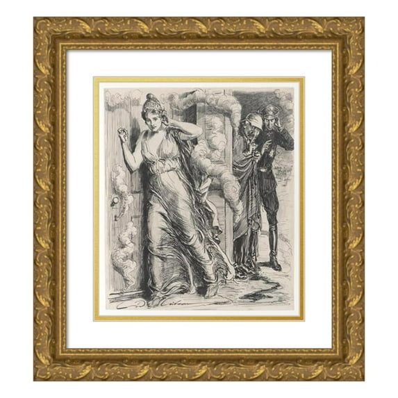 Charles Dana Gibson 20x22 Gold Ornate Framed and Double Matted Museum Art Print Titled - The Liberty Loan at Everyman's Door (1917)