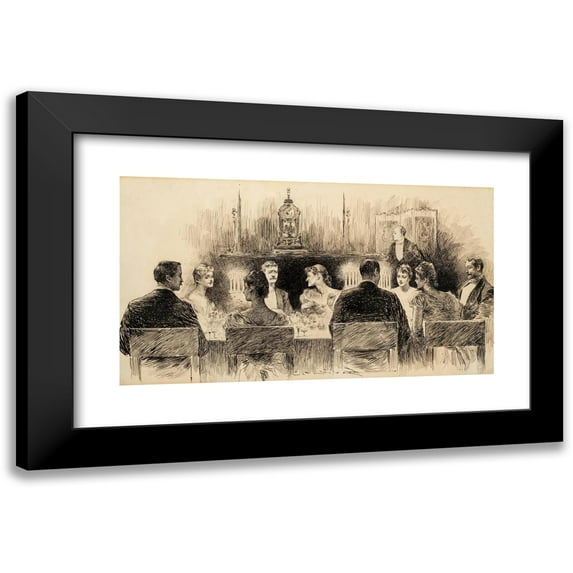 Charles Dana Gibson 24x15 Black Modern Framed Museum Art Print Titled - Dinner Party