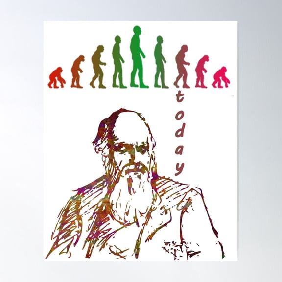 Charles Darwin Evolution Poster Wall Art, Modern Wall Decor For Living Room Bedroom, 16x24 UNFRAMED