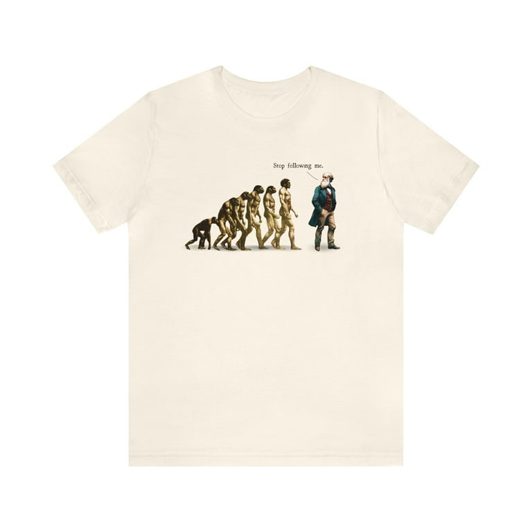 "Stop Following Me" Darwin's Evolution Funny T-Shirt - Men's Premium Cotton Tee