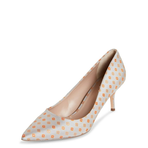 Charles David Addie Grey Multi Fabric Pointed Toe Mid Slip On Heel Dress Pumps (Grey Multi, 9)