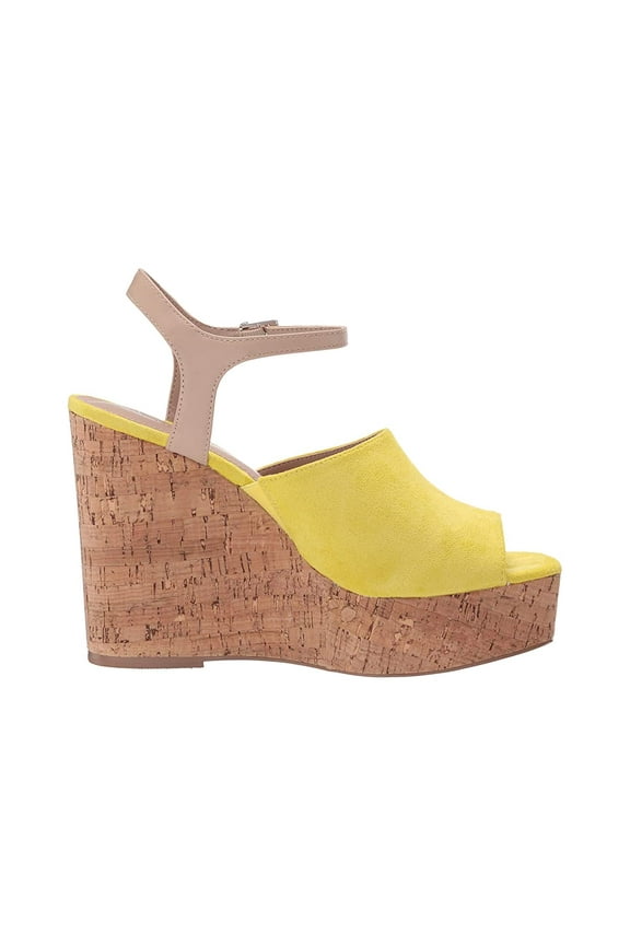 Charles David Dory Sunshine Yellow Nude Ankle Strap Platform Wedge Sandals