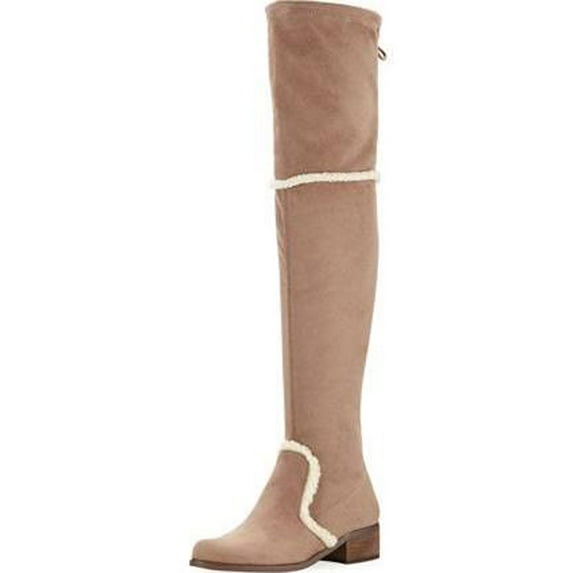 Charles David Gunter Taupe Over The Knee Stretch Microsuede shearling Trim Boots (Taupe, 6)