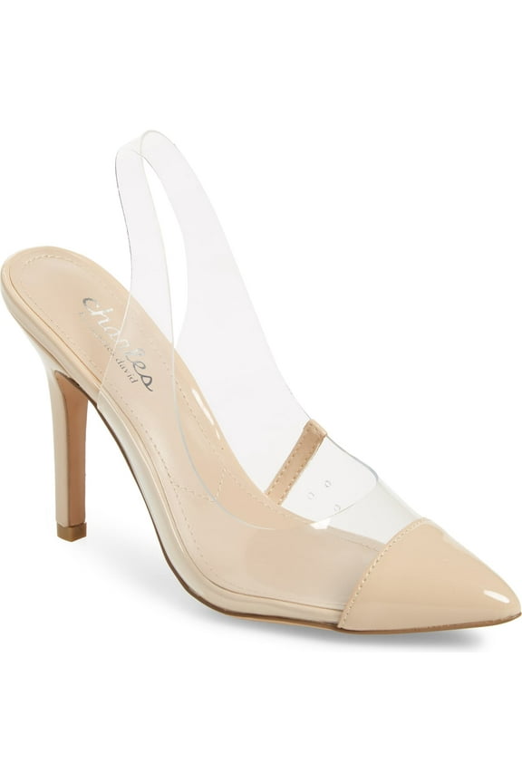 Madalyn Clear Transparent Cushioned Footbed Slingback Heel Pumps (9.5, Clear)