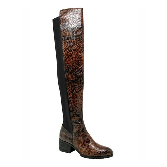Charles David Reason Dark Brown Snake Print Almond Toe Over The Knee Boots (Dark Brown, 9.5)