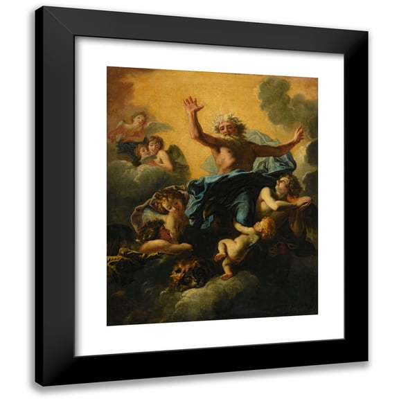 Charles De La Fosse 12x14 Black Modern Framed Museum Art Print Titled - God the Father and the Evangelist Symbols (Or the Vision of Ezechiel)