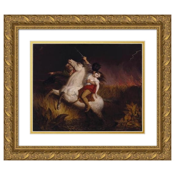 Charles Deas 24x20 Gold Ornate Framed and Double Matted Museum Art Print Titled - Prairie on Fire (1847)