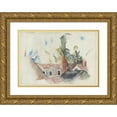 thumbnail image 1 of Charles Demuth 18x14 Gold Ornate Wood Frame and Double Matted Museum Art Print Titled - Rooftops and Trees (1918), 1 of 4