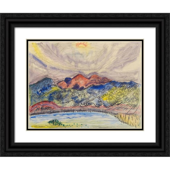 Charles Demuth 18x15 Black Ornate Wood Framed Double Matted Museum Art Print Titled - Early Landscape (1914)