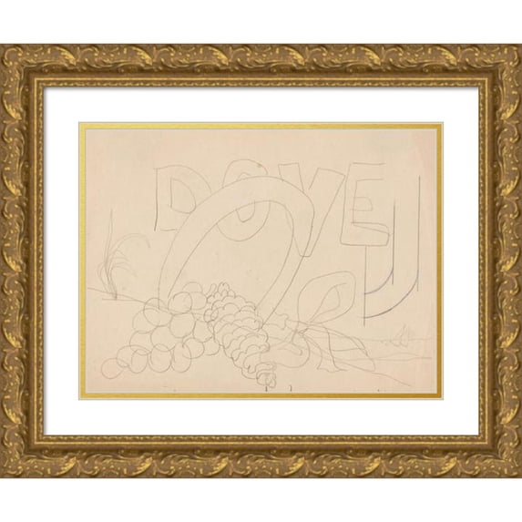 Charles Demuth 18x15 Gold Ornate Wood Frame and Double Matted Museum Art Print Titled - Study for ‘Poster Portrait; Dove’ (1980)