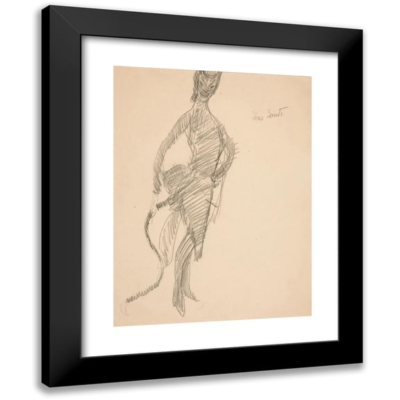 Charles Demuth 19x24 Black Modern Framed Museum Art Print Titled - Costume Drawing; Devil As&nbsp;Lady (ca.&nbsp;1907)