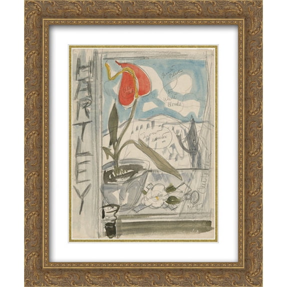 Charles Demuth 2x Matted 20x24 Gold Ornate Framed Art Print 'Study for Poster Portrait Marsden Hartley'