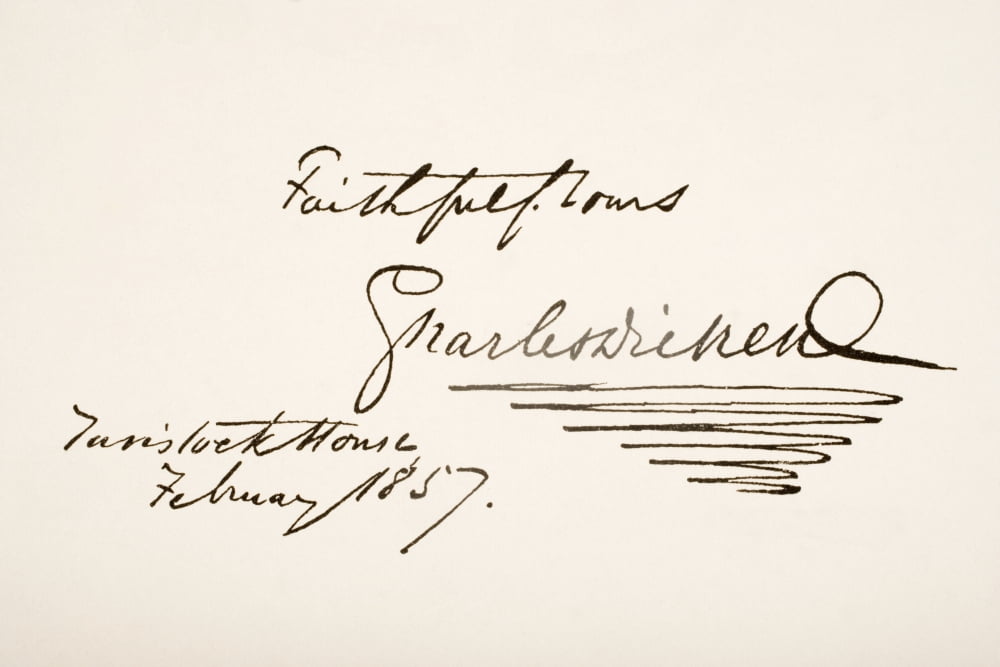 Charles Dickens 1812 - 1870 English Novelist Hand Writing Sample Canvas Art - Ken Welsh  Design Pics (36 x 24)