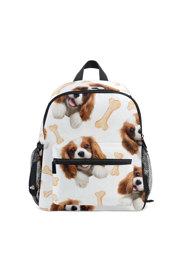 Charles Dog Pattern Mini Backpack Cute Small Backpack with Chest Strap and Whistle Ages 3-8