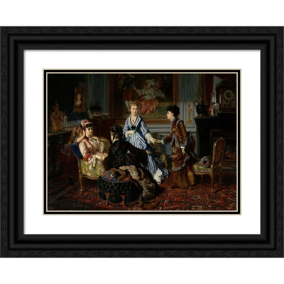 Charles Edouard Boutibonne 14x11 Black Ornate Wood Framed Double Matted Museum Art Print Titled: Madame's Day (1875)
